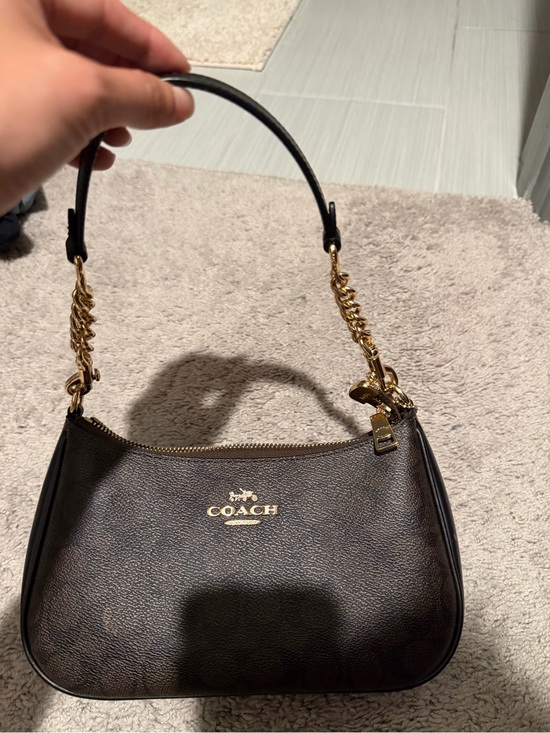 Coach Handbags - COACH Teri Dark Brown Shoulder Bag With Chain